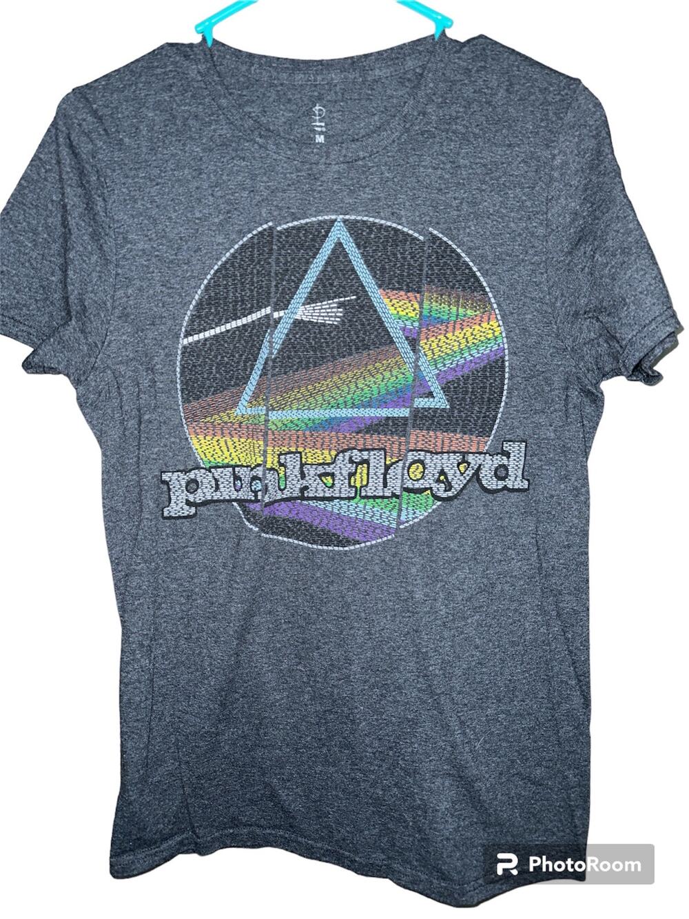 Pink Floyd Blue Short Sleeve Rainbow Band Tee Logo Graphic T-Shirt Size Medium